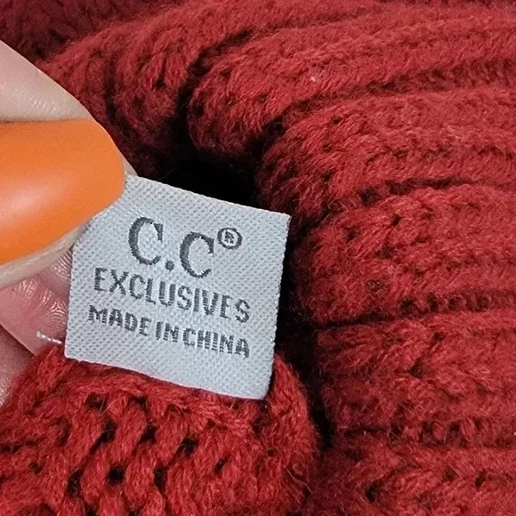 CC C.C Beanie Slouchy Knit Oversized Thick Cap Hat Unisex‎ Slouch Burgundy Solid - Picture 5 of 5